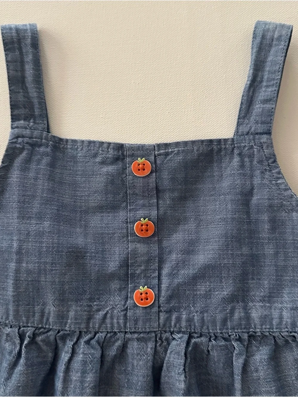Gymboree 4T Toddler Girl Chambray Pumpkin Embroidered Dress Fall